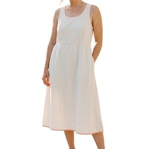Gudrun Sjoden Organic Cotton Linen Polka Dot Sleeveless Dress Cream Yellow S